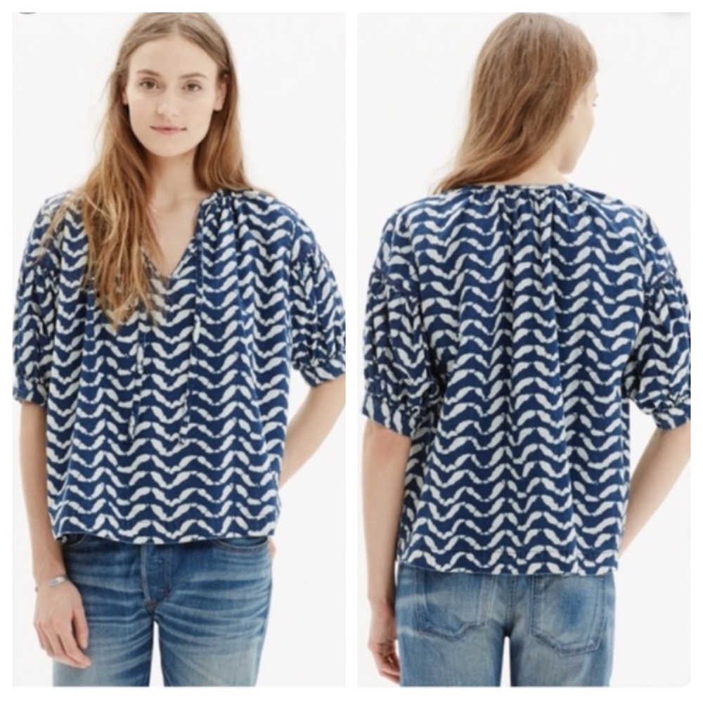 Madewell batik indigo boxy swing top
